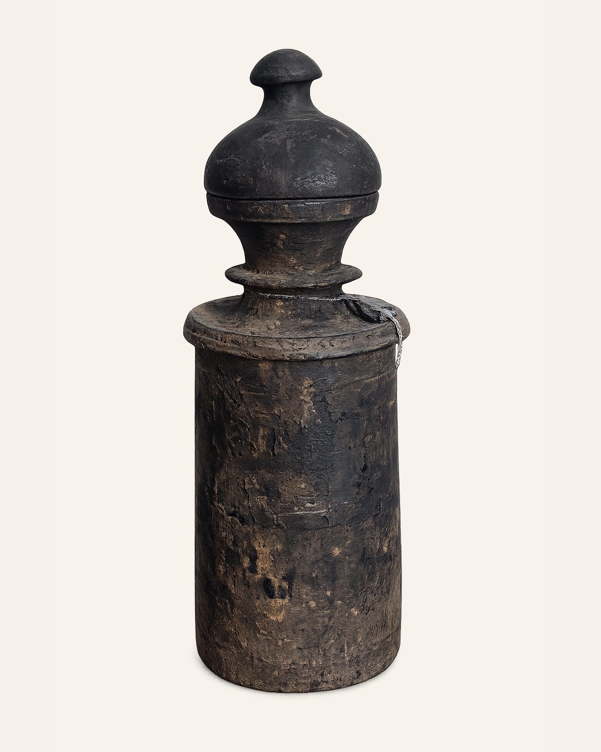 Authentieke Nepalese houten pot met deksel, Hoffz, bij Mahieu&Merckx