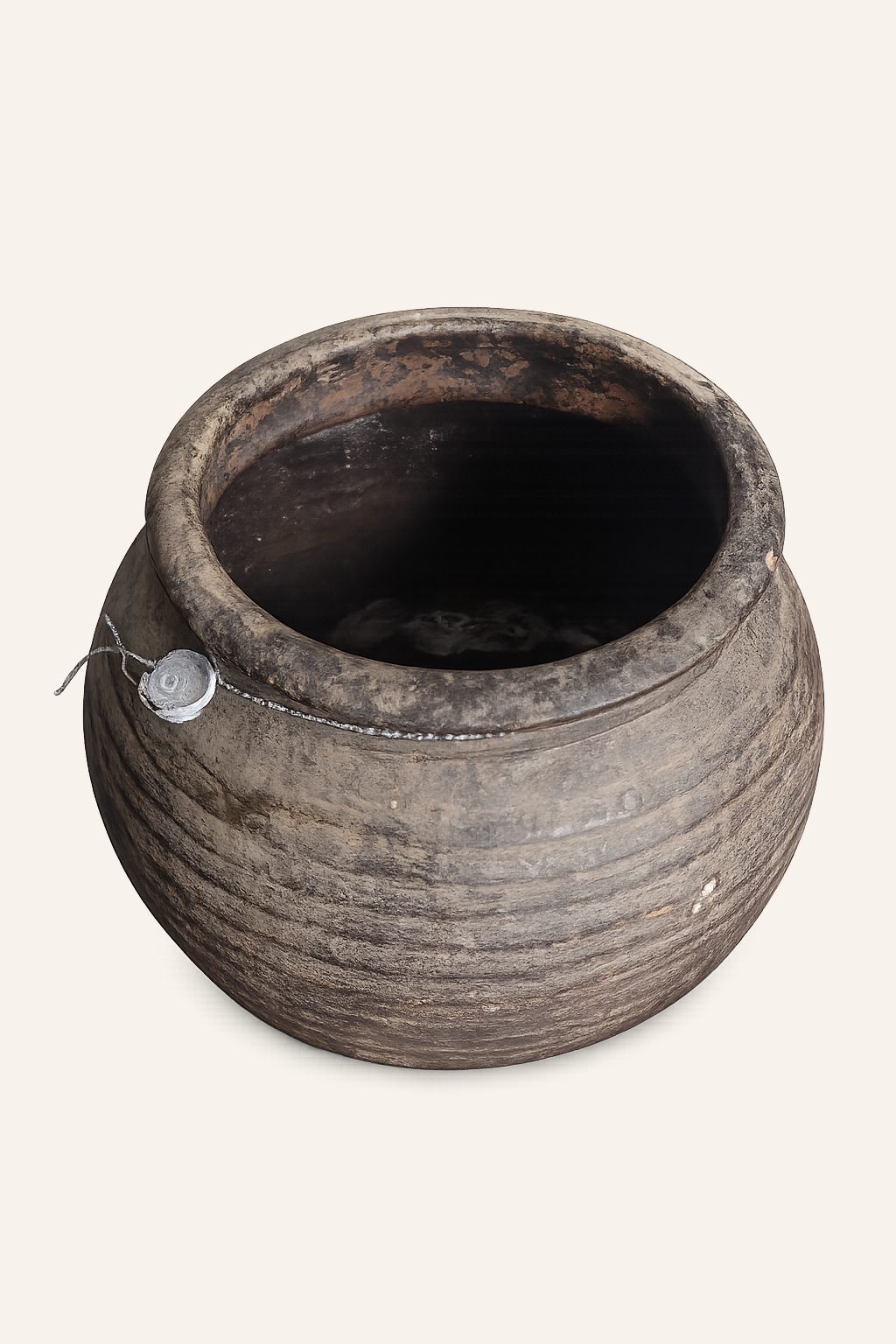 Authentieke oude aardewerk bolpot, detail 2