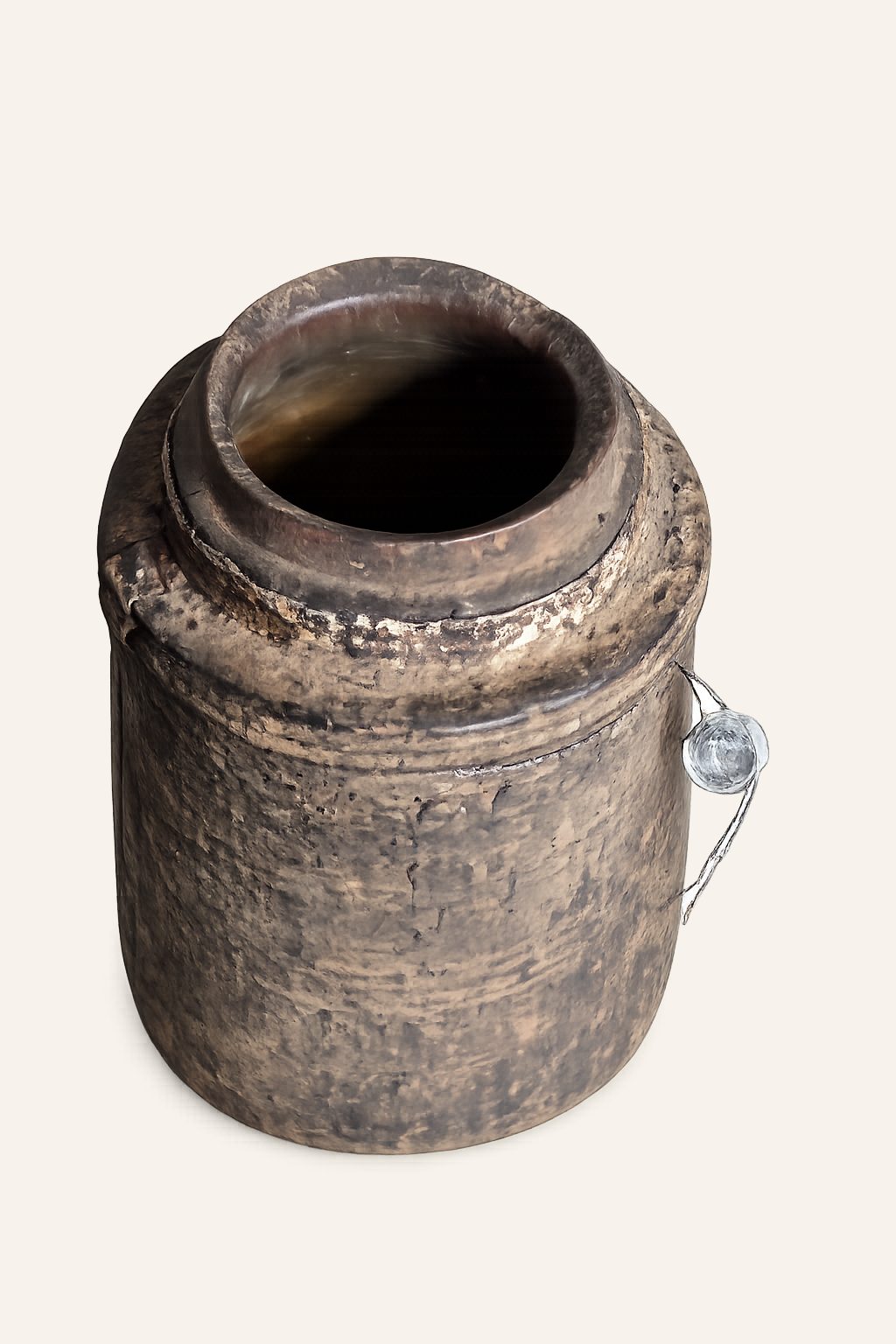 Authentieke oude houten pot, detail 2