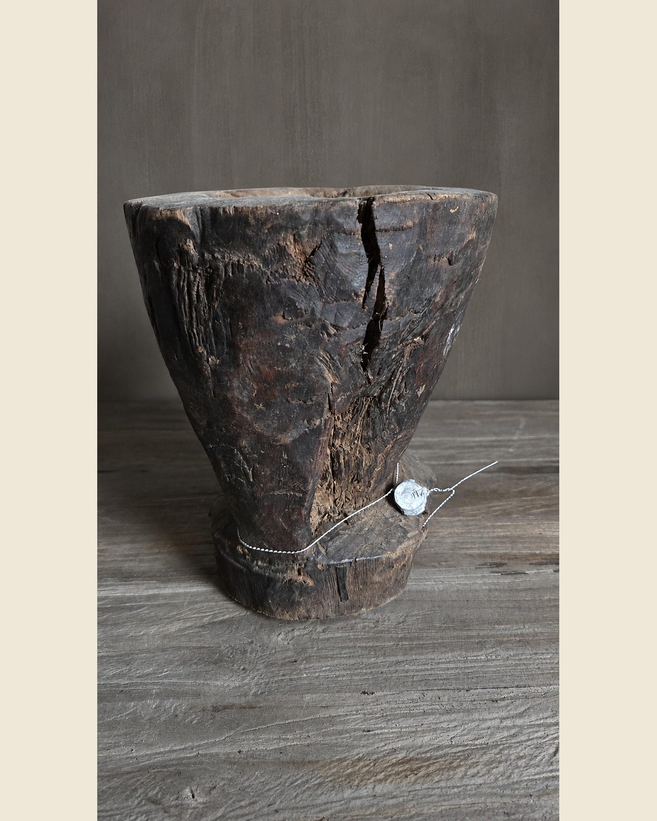 Oude houten vijzelpot, Hoffz, bij Mahieu&Merckx