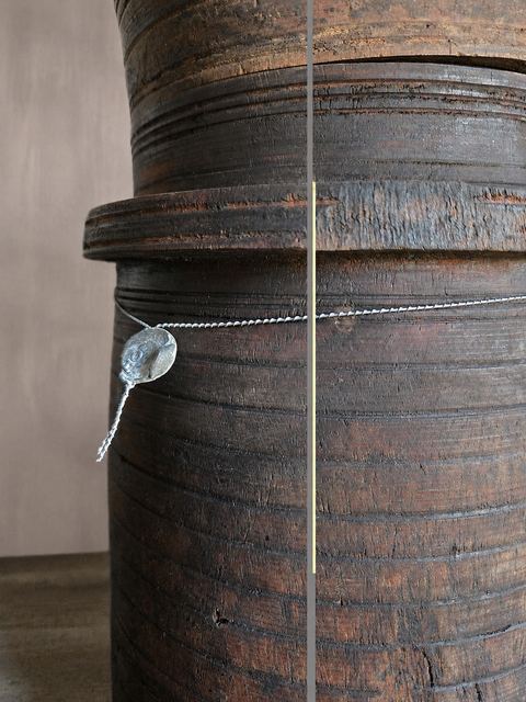 Authentieke oude houten Hoffz-pot met deksel, detail 3