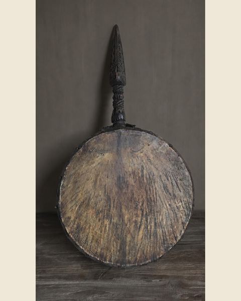 Authentieke Nepalese drum met houtsnijwerk, Hoffz, bij Mahieu&Merckx
