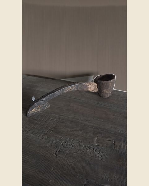 Oude houten scheplepel met snijwerk, Hoffz, bij Mahieu&Merckx