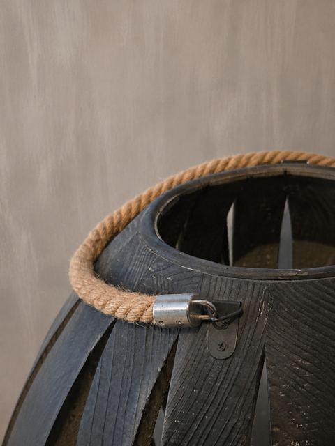 Set van 3 houten lantaarns met touwgreep, detail 3