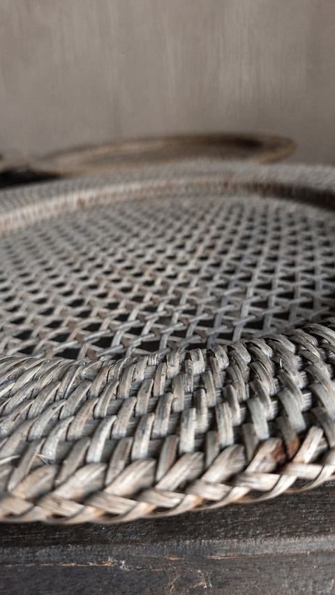 Set van 6 handgevlochten rieten onderborden, detail 2