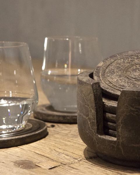 Onderzetters Hout In Houder, detail 2