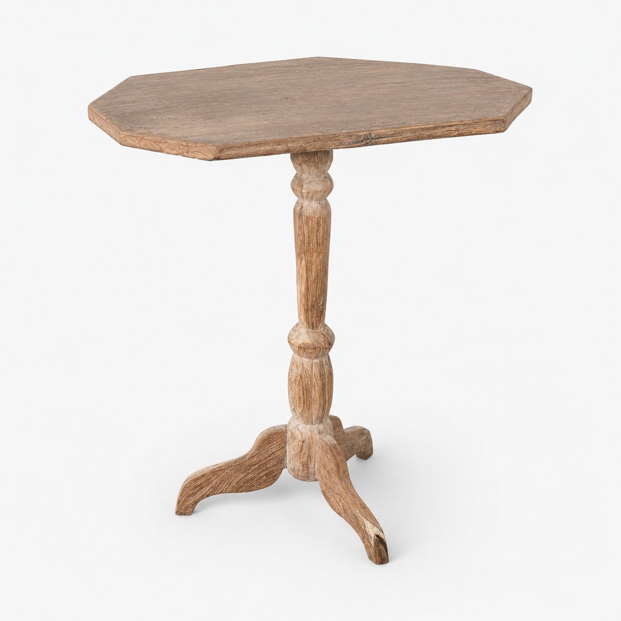 Houten wijntafel met gedraaide poot, detail 2