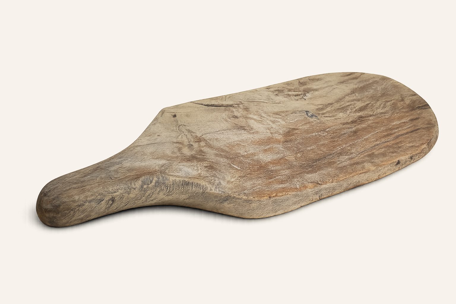 Oude houten waspeddel / wasklopper met authentieke patina, detail 3