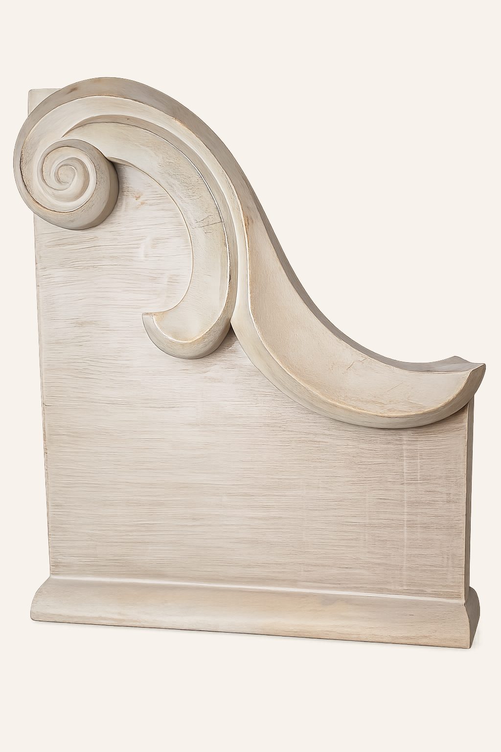 Groot decoratief houten paneel met sierlijk krulmotief (licht beschadigd), detail 3